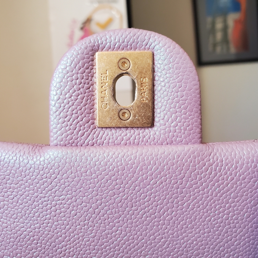 Chanel my perfect mini flap bag iridescent pink caviar aged gold hw - Picture 4 of 12